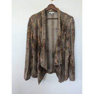 Alberto Makali Mesh Open Cardigan Jacket Faux Fur Waterfall Boho Mob Wife XL